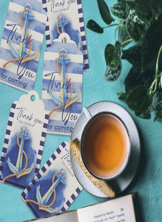Summer-Ray.com Summer-Ray 50pcs Royale Thank You for Coming with Anchor Watercolor Nautical Theme Party Favor Gift Tags (Partial Stripes) - Image 2